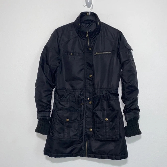 ASOS Black Long Line Long Sleeve Utility Jacket Size 4 - Picture 1 of 10